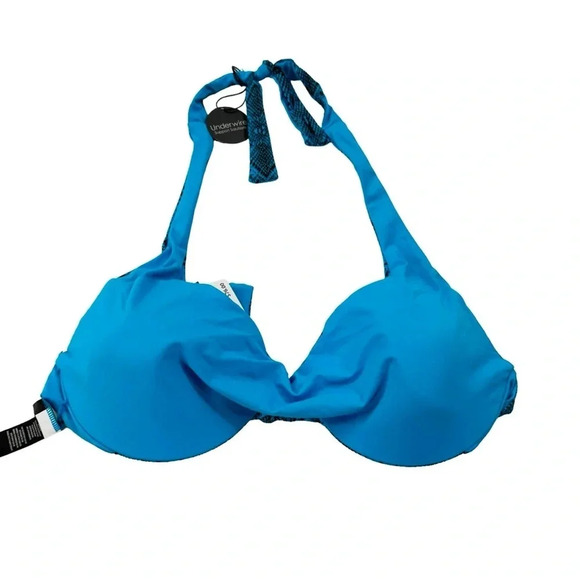 Coco Reef Reversible Verso Twist Underwire Bikini Top Python Blue Size 32/34D - Picture 6 of 13